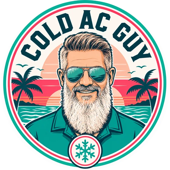 COLD AC GUY logo — bearded mascot snowflake badge